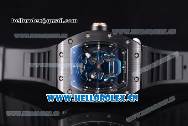 Richard Mille RM052 Miyota 9015 Automatic PVD Case with Skull Dial Dot Markers and Black Rubber Strap - Click Image to Close